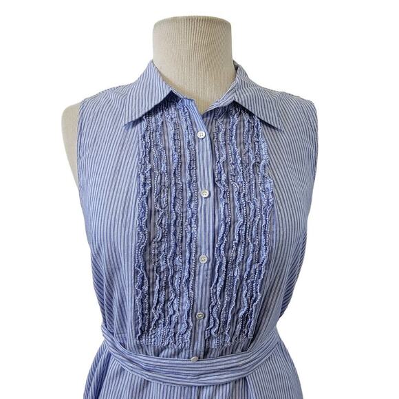 Vintage NWT J. Crew Ruffled Collared Tie Waist Button Front Cotton Dress  Size 8 - Picture 2 of 9